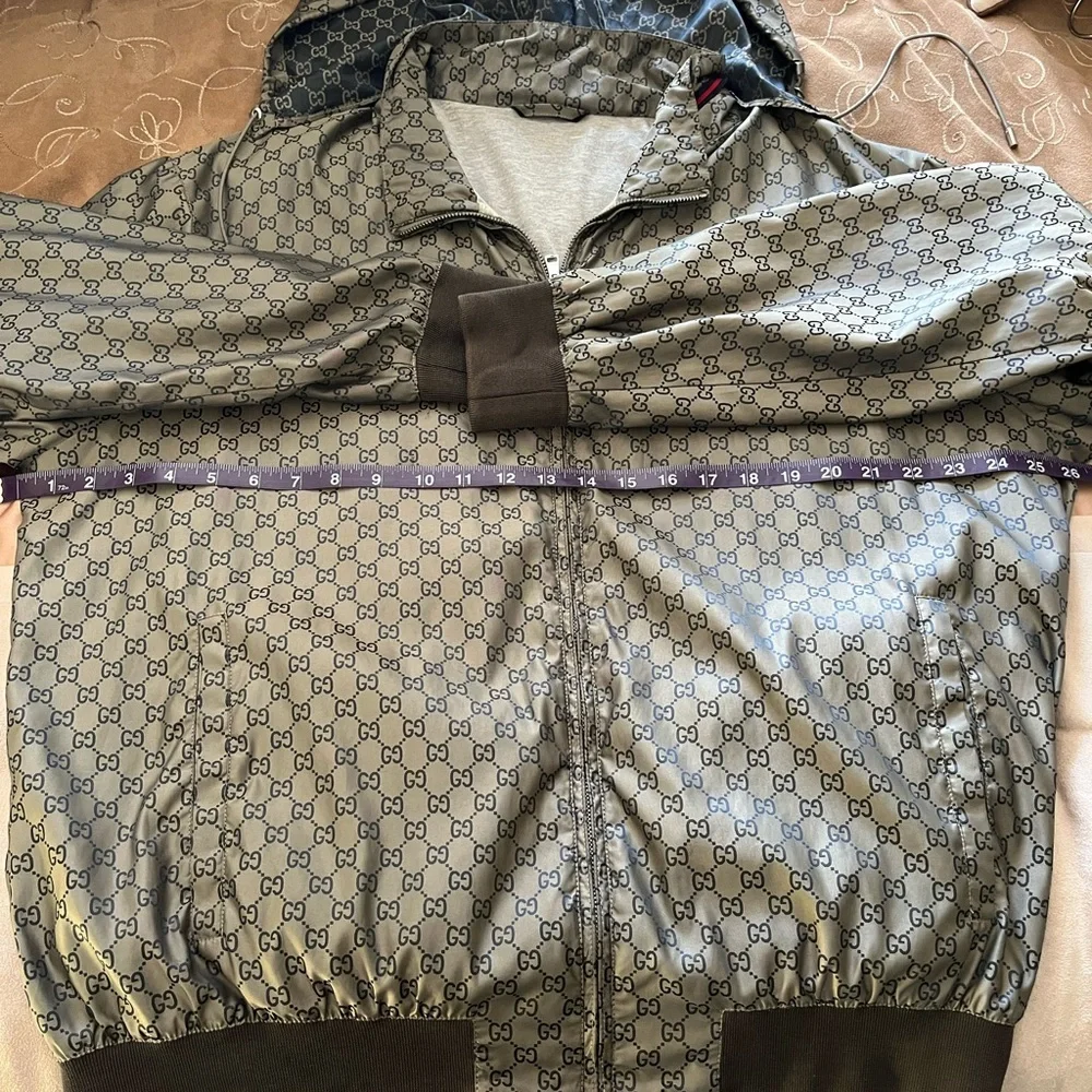 Gucci GG Supreme Monogram Bomber Jacket - Men’s XXL Tan Brown - Authentic